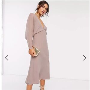 ASOS MAUVE DUSTY ROSE MIDI DRESS size 8